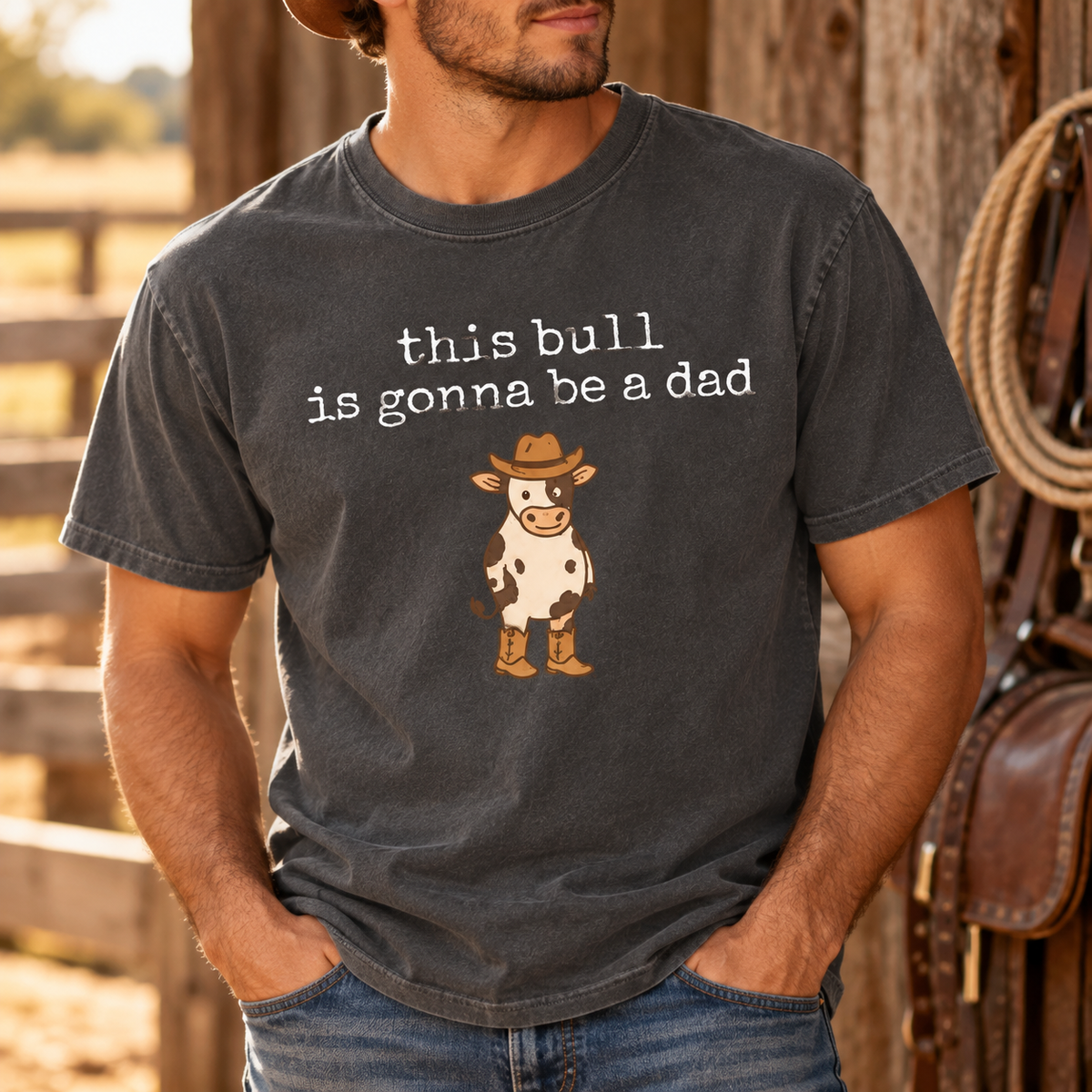 Little Heifer & Bull Pregnancy Announcement Comfort Colors Tee mockup 8