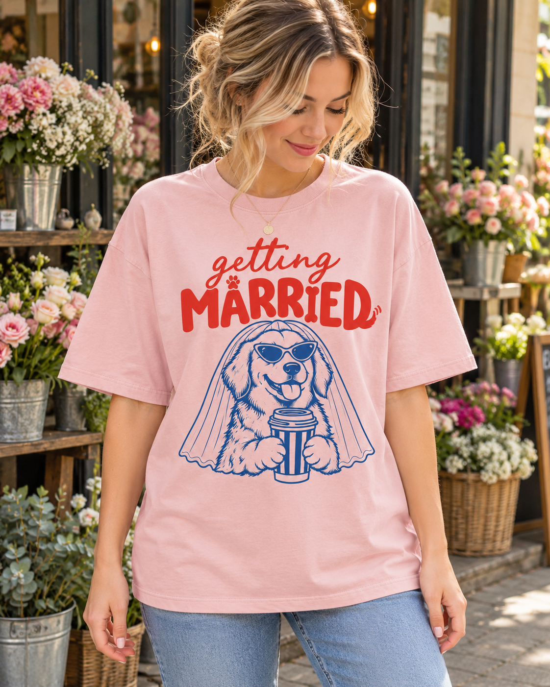 Getting Married Golden Retriever Bride Comfort Colors Tee dog bride shirt