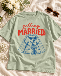 Getting Married Golden Retriever Bride Comfort Colors Tee mockup 2