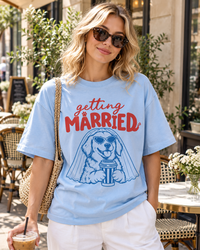 Getting Married Golden Retriever Bride Comfort Colors Tee mockup 3