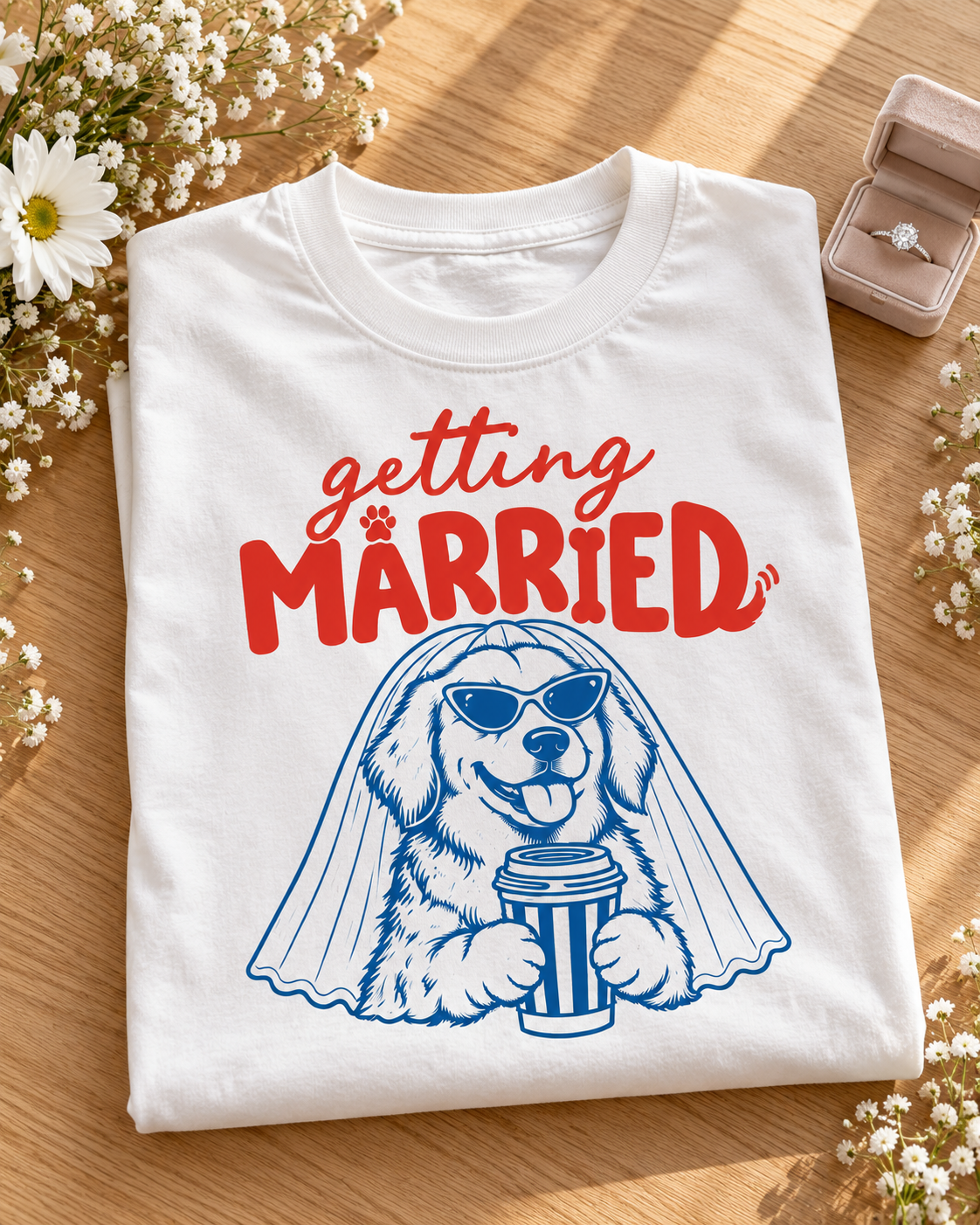 Getting Married Golden Retriever Bride Comfort Colors Tee mockup 5