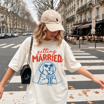 Getting Married Golden Retriever Bride Comfort Colors Tee mockup 6