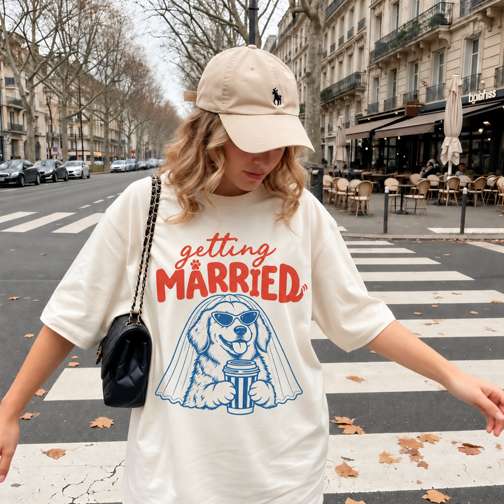 Getting Married Golden Retriever Bride Comfort Colors Tee mockup 6