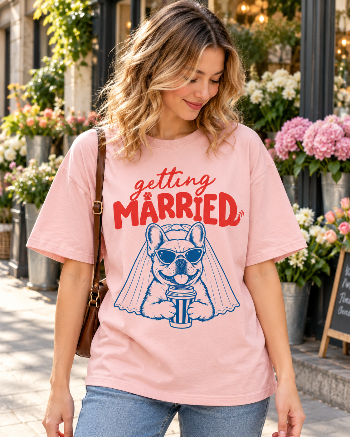 Getting Married French Bulldog Bride Comfort Colors Tee mockup 2