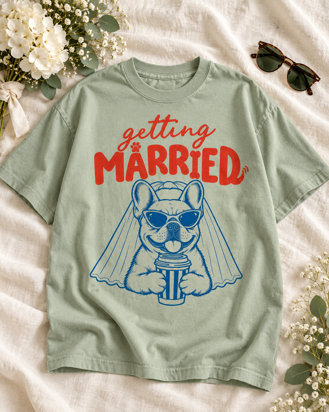 Getting Married French Bulldog Bride Comfort Colors Tee mockup 3