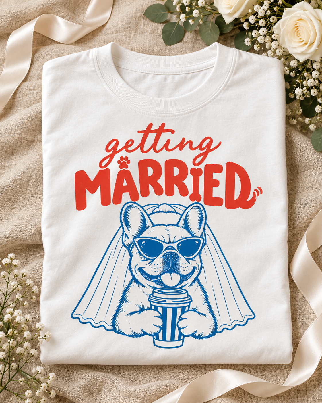 Getting Married French Bulldog Bride Comfort Colors Tee mockup 6