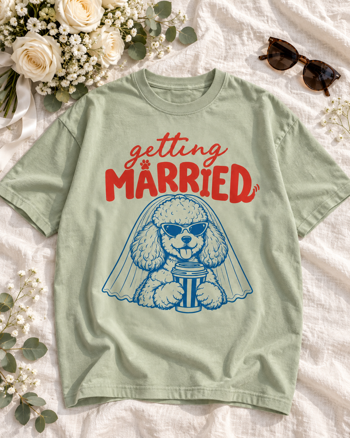 Getting Married Poodle Bride Comfort Colors Tee mockup 3