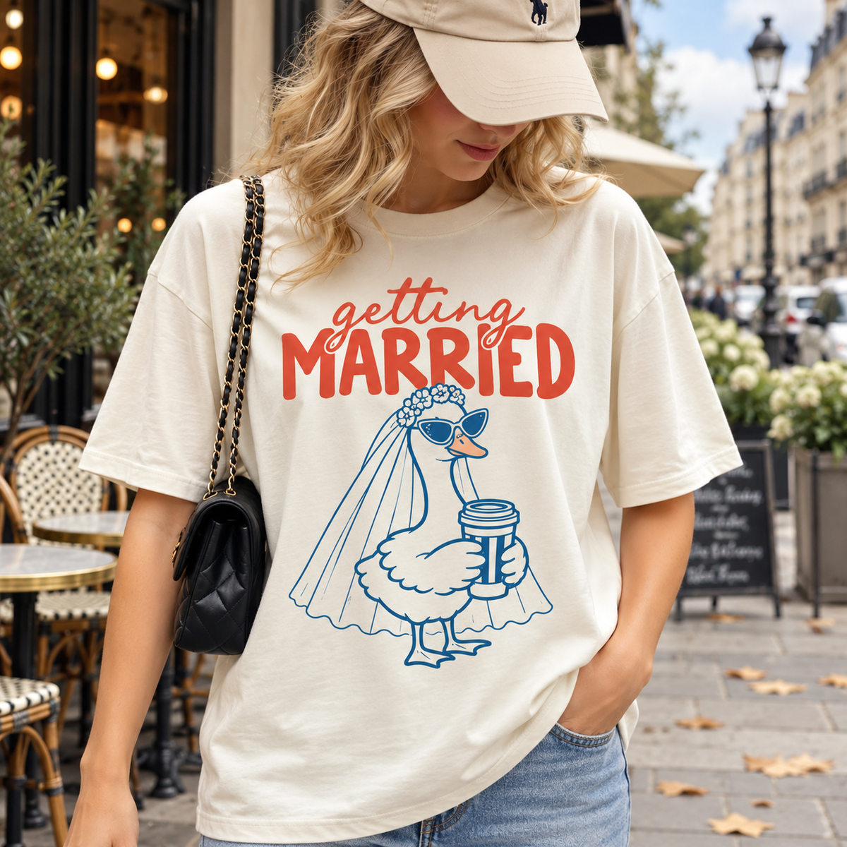 Getting Married Goose Bride Comfort Colors Tee mockup 2