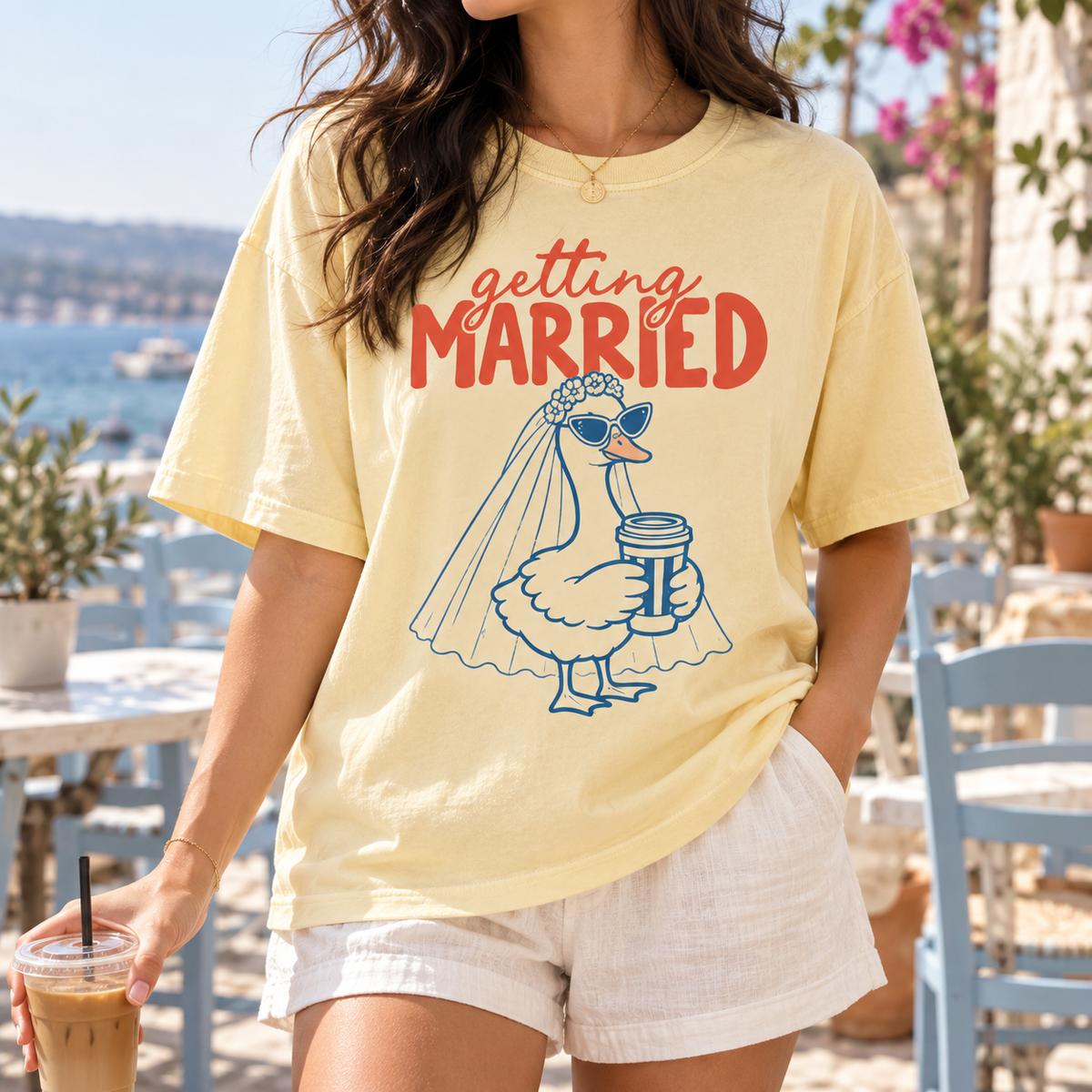Getting Married Goose Bride Comfort Colors Tee mockup 4