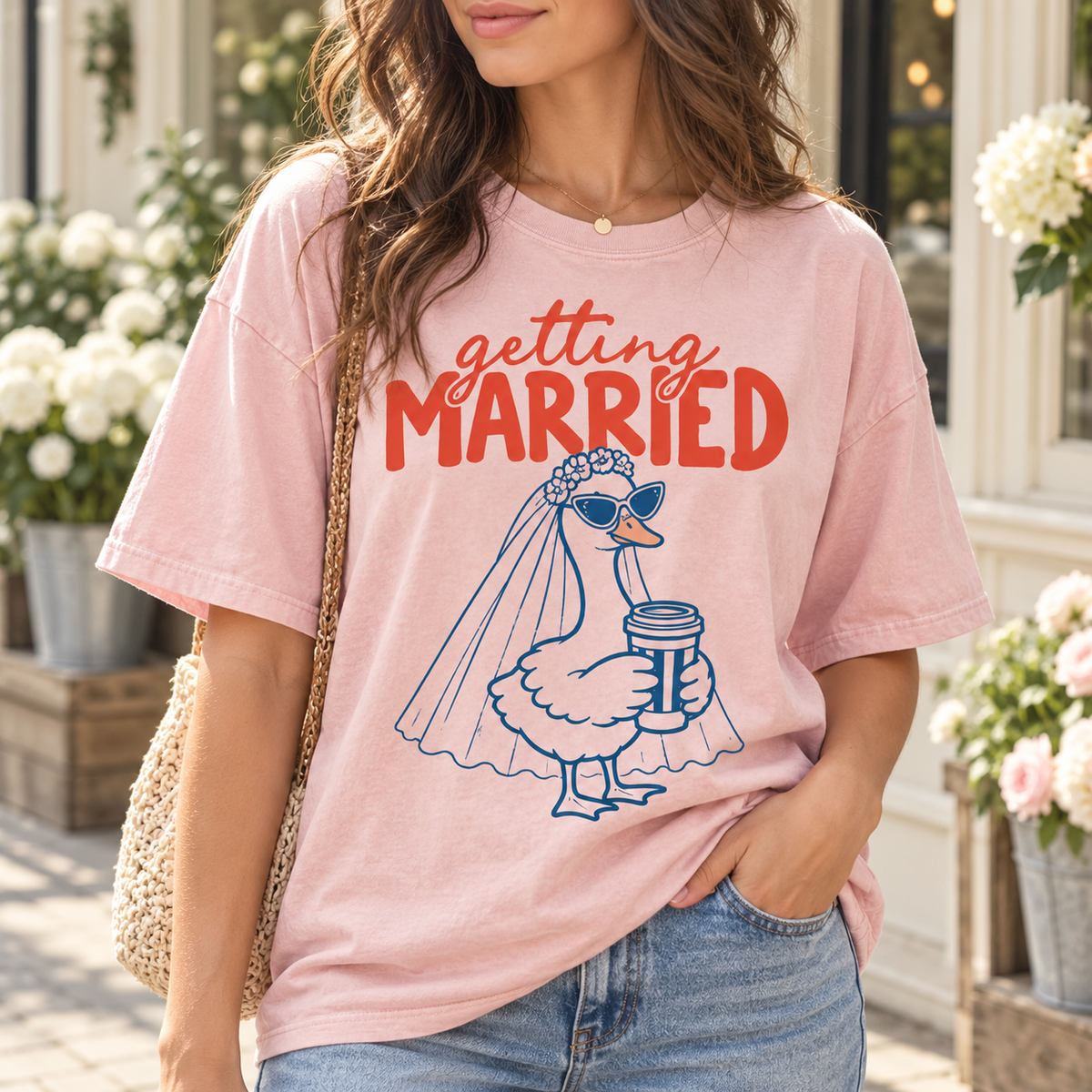 Getting Married Goose Bride Comfort Colors Tee mockup 5