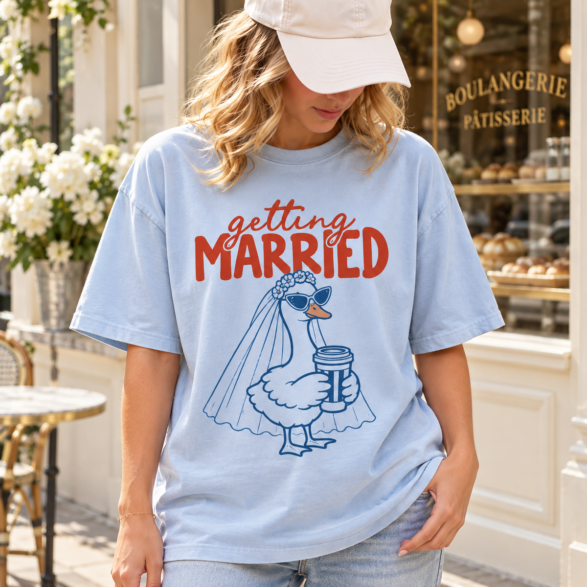 Getting Married Goose Bride Comfort Colors Tee mockup 6