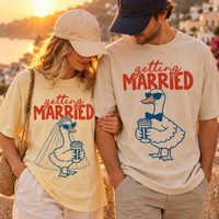 Getting Married Goose Couple Comfort Colors Tee mockup 6