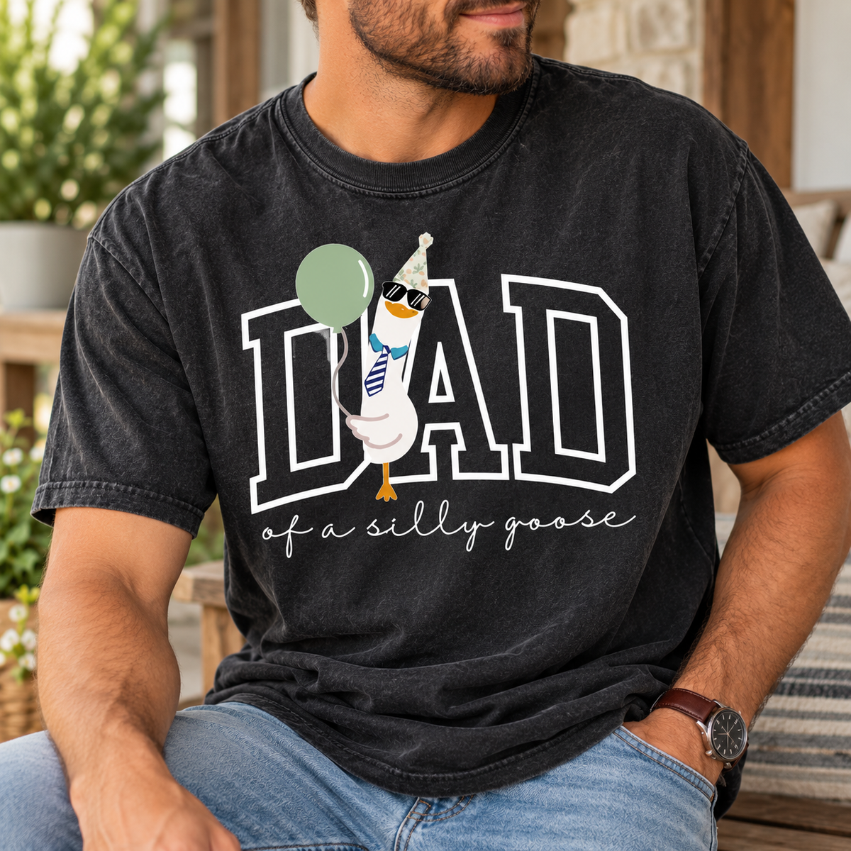 Mom & Dad of a Silly Goose Matching Comfort Colors Tee mockup 14