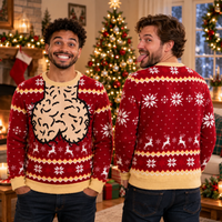 Funny Hairy Chest & Cleavage Christmas Couple Shirt, Matching 3D Ugly Sweater T-Shirt, Sweatshirt & Hoodie holiday mockup 7