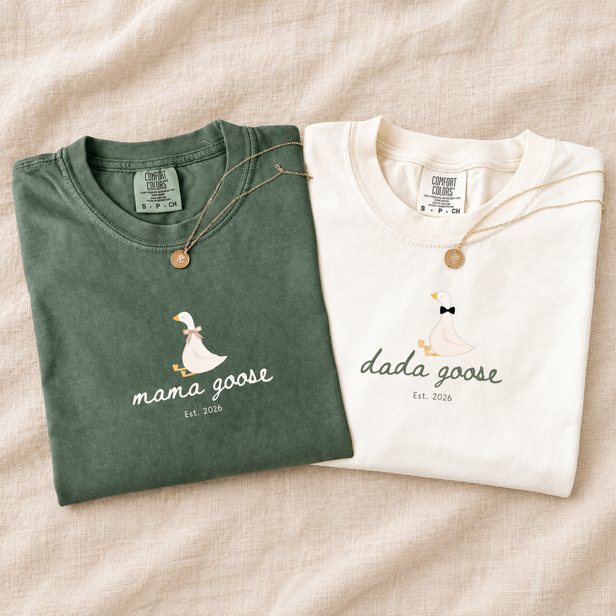 Mama & Daddy Goose Matching Parents Comfort Colors Tee mockup 4
