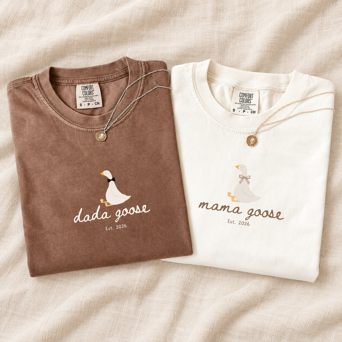 Mama & Daddy Goose Matching Parents Comfort Colors Tee mockup 5