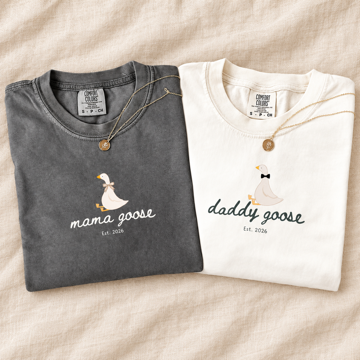 Mama & Daddy Goose Matching Parents Comfort Colors Tee mockup 6