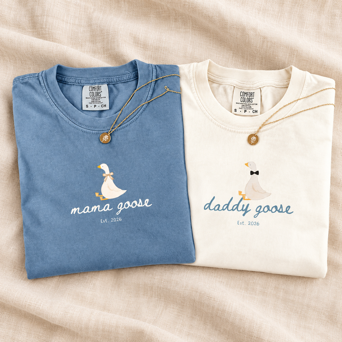 Mama & Daddy Goose Matching Parents Comfort Colors Tee mockup 7