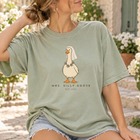 Mr. & Mrs. Silly Goose Wedding Couple Comfort Colors Tee mockup 6