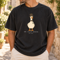 Mr. & Mrs. Silly Goose Wedding Couple Comfort Colors Tee mockup 7