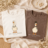 Mr. & Mrs. Silly Goose Wedding Couple Comfort Colors Tee mockup 8
