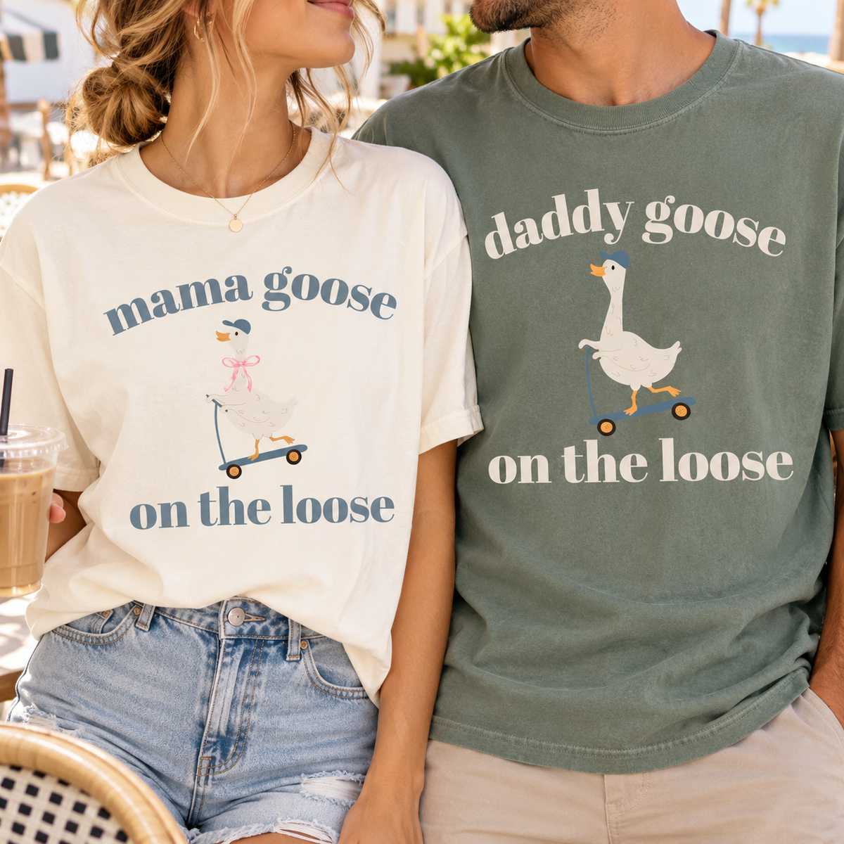 Mama & Daddy Goose on the Loose Matching Comfort Colors Tee