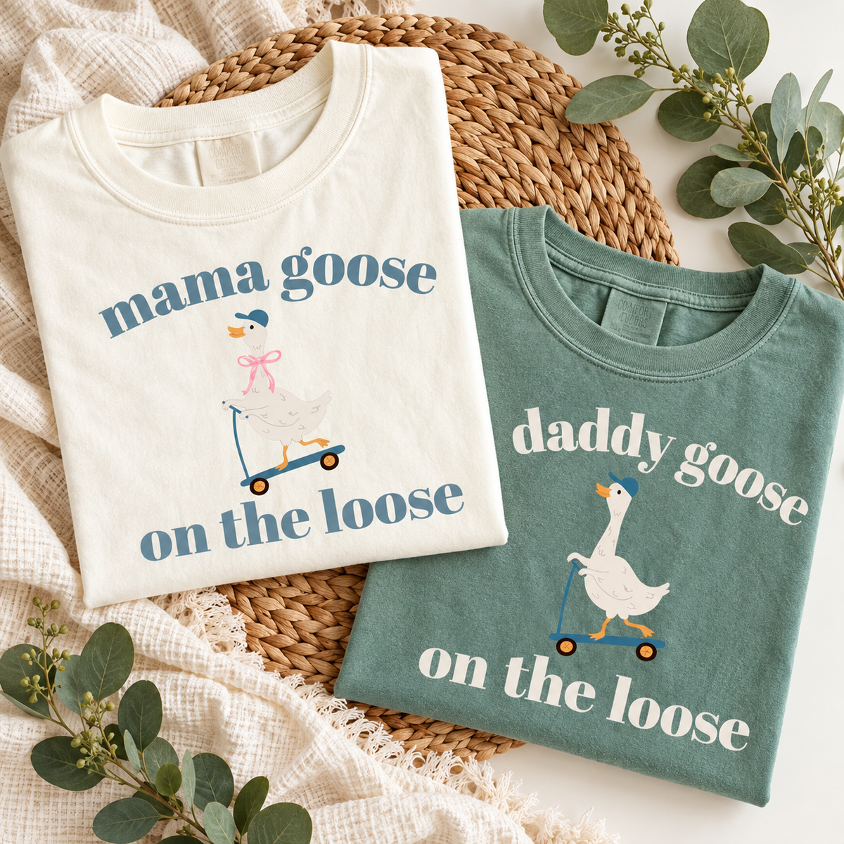 Mama & Daddy Goose on the Loose Matching Comfort Colors Tee mockup 8