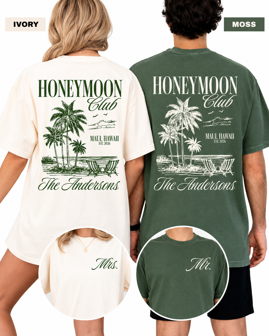 Custom Honeymoon Club Mr and Mrs Shirts – Just Married Couple Tees