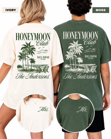Custom Honeymoon Club Mr and Mrs Shirts – Just Married Couple Tees
