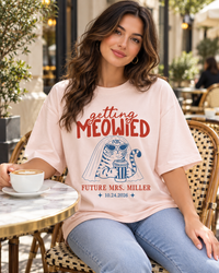 Personalized Getting Meowied cat bride shirt mockup 3