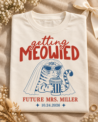 Personalized Getting Meowied cat bride shirt mockup 4