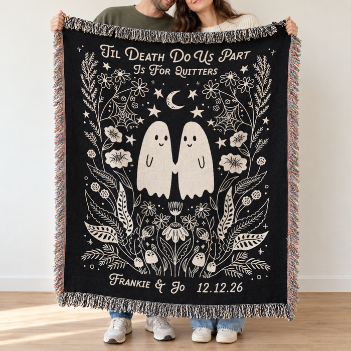 Til Death Ghost Couple Woven Blanket – Gothic Anniversary Throw