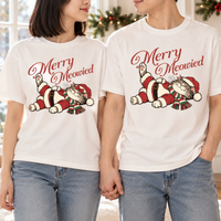 Merry Meowied Cat Couple Comfort Colors Shirts – Newlywed Christmas Gift