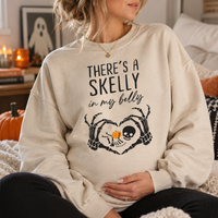 There's a Skelly in My Belly maternity sweatshirt and hoodie mockup 7