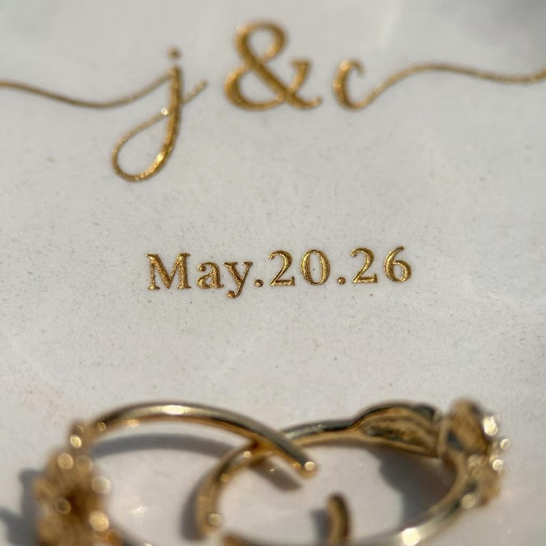 Custom Ceramic Engaged Ring Tray For Mr and Mrs Gift, Personalized Trinket Dish For Wedding Date Gifts, Customized Jewelry Dish With Name