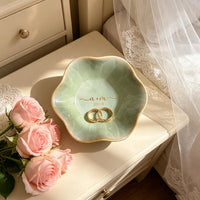 Custom Ceramic Engaged Ring Tray For Mr and Mrs Gift, Personalized Trinket Dish For Wedding Date Gifts, Customized Jewelry Dish With Name