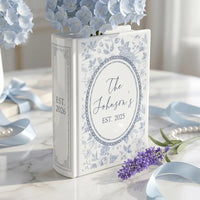 Custom Toile de Jouy Family's Name Ceramic Book Vase