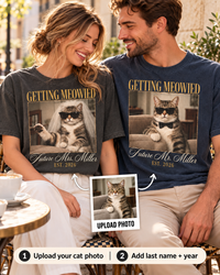 Personalized Getting Meowied Future Mr and Mrs cat photo couple tees