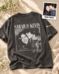 Personalized Couple Photo Shirt, Custom Names and Established Year Comfort Colors Tee