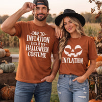 Matching Couples Halloween Costume Shirts, Due To Inflation, Funny Couple Sweatshirts, Easy Last Minute Costume