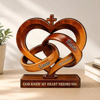 Personalized Infinity Heart Wooden Plaque, Custom Couple Names, Christian Anniversary Keepsake