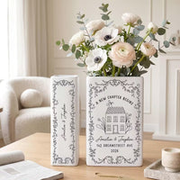 Personalised First Home Gift, Custom Ceramic Flower Book Vase for New Home Occasion, Housewarming Gift For Couple,Moving In Gift,Owners Gift