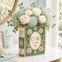 Custom Wedding Flower Vase, Personalized Ceramic Book Vase, Initials and Date Book Vase, Stained Glass Vase, Anniversary Newlywed Gift