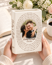 Ivory wedding vow photo book vase romantic keepsake