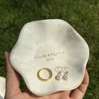 Custom Ceramic Jewelry Dish - Initials Ring Ceramic Tray-Personalized Earrings Holder with Name-Bridesmaid Gift-Wedding Gift for Her