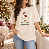 Jolly and Pregnant & Just Jolly Christmas Goose Couple Tees