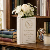 Personalized Wedding Book Vase, Custom Couple Flower Holder, Literary Bridal Decor, Anniversary Keepsake, Romantic GIFT 2026 for Newlyweds