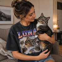 Personalized Cat Photo & Name Bootleg Rap Comfort Colors Tee mockup 1