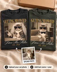 Matching personalized cat wedding tee gift set