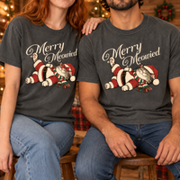 Merry Meowied Cat Couple Comfort Colors Shirts – Newlywed Christmas Gift